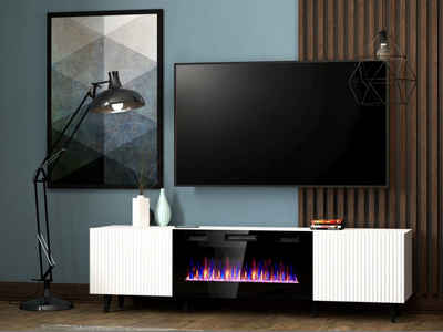 Mirjan24 TV-Schrank »Pafos 180 mit Kamin« (mit 2 Türen) mit Elektrischem Kamin, Realistische LED-Flamme