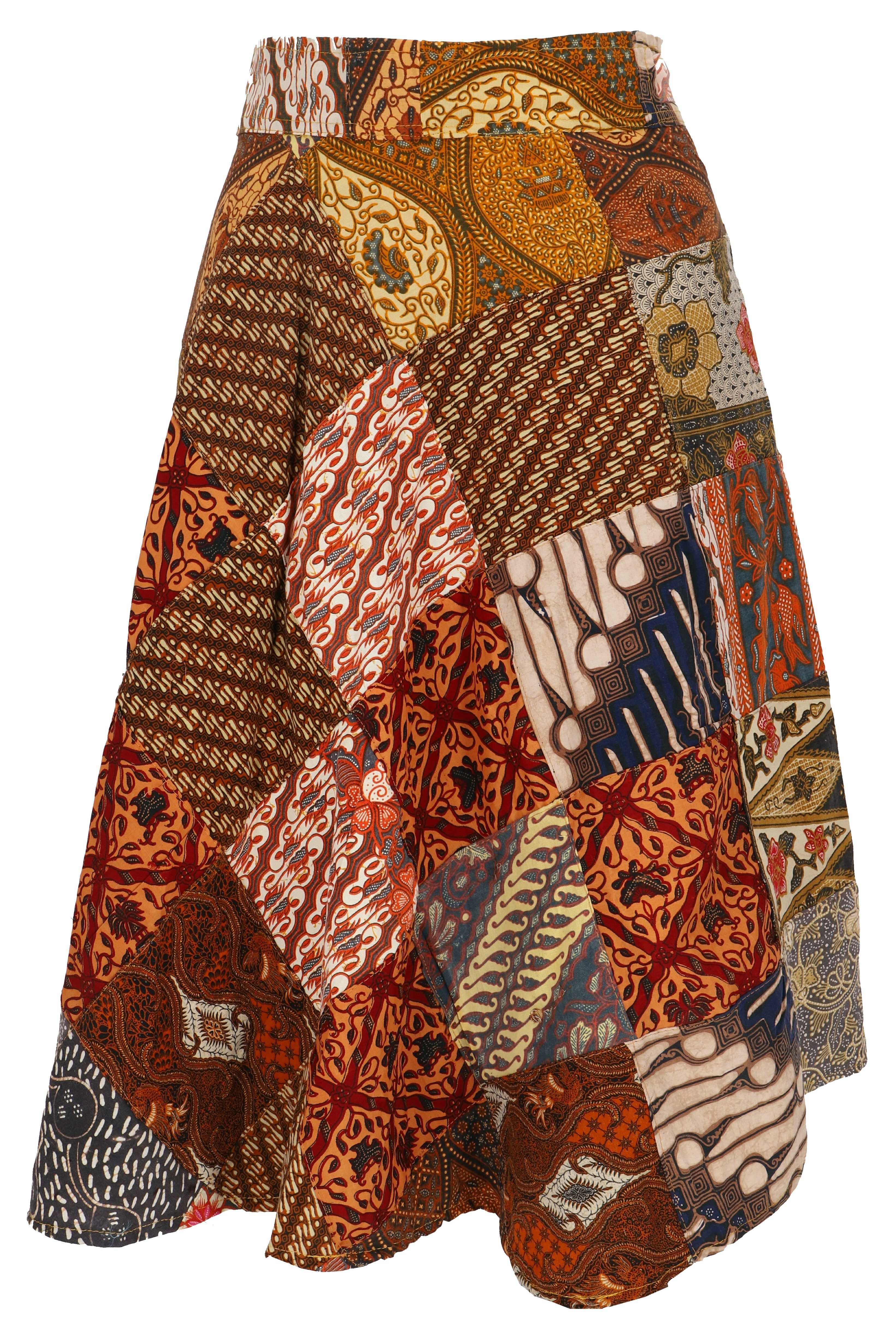 Guru-Shop Minirock Weit schwingender upcycling Patchwork.. alternative Bekleidung