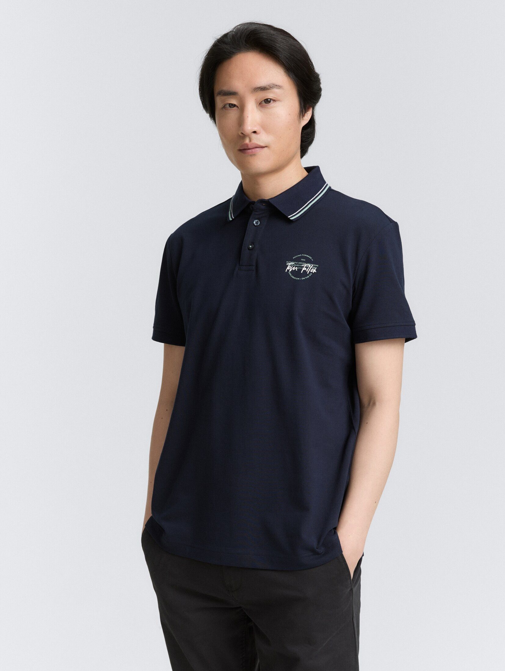 TOM TAILOR Poloshirt Poloshirts Piqué Poloshirt mit print günstig online kaufen