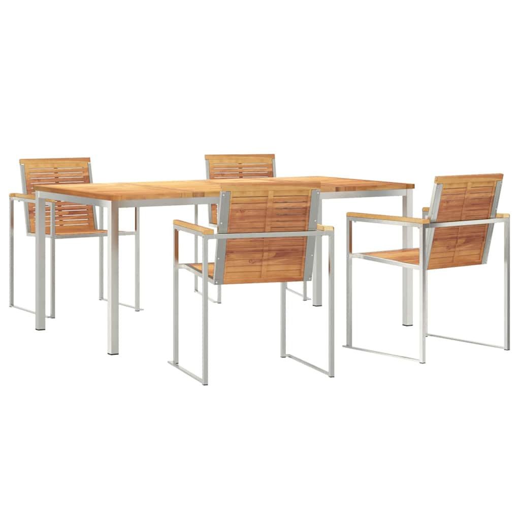 vidaXL Gartenlounge-Set Garten Essgruppe 5 pcs Braun Massivholz, (5-tlg)