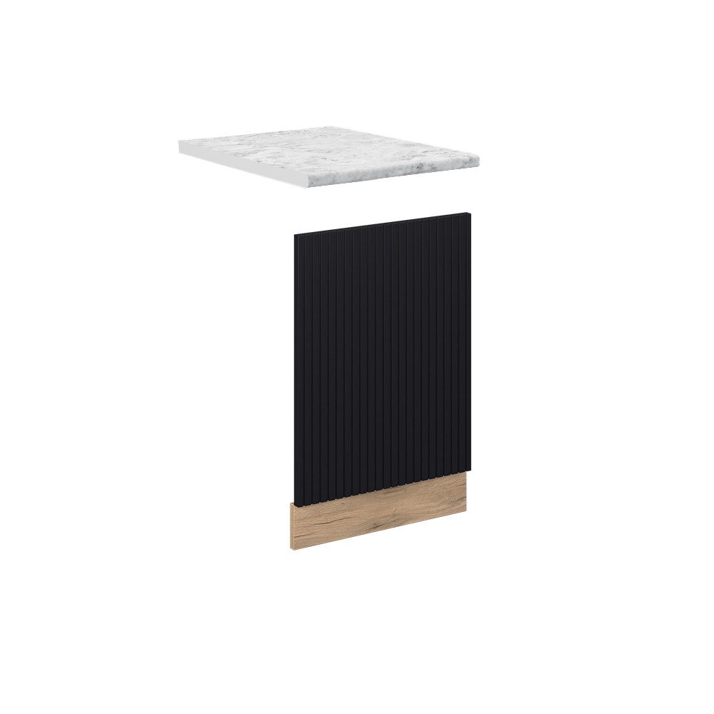 Vicco Frontblende Fame-Line, Schwarz gestreift/Goldkraft Eiche, 45 cm, AP Marmor (1 St)