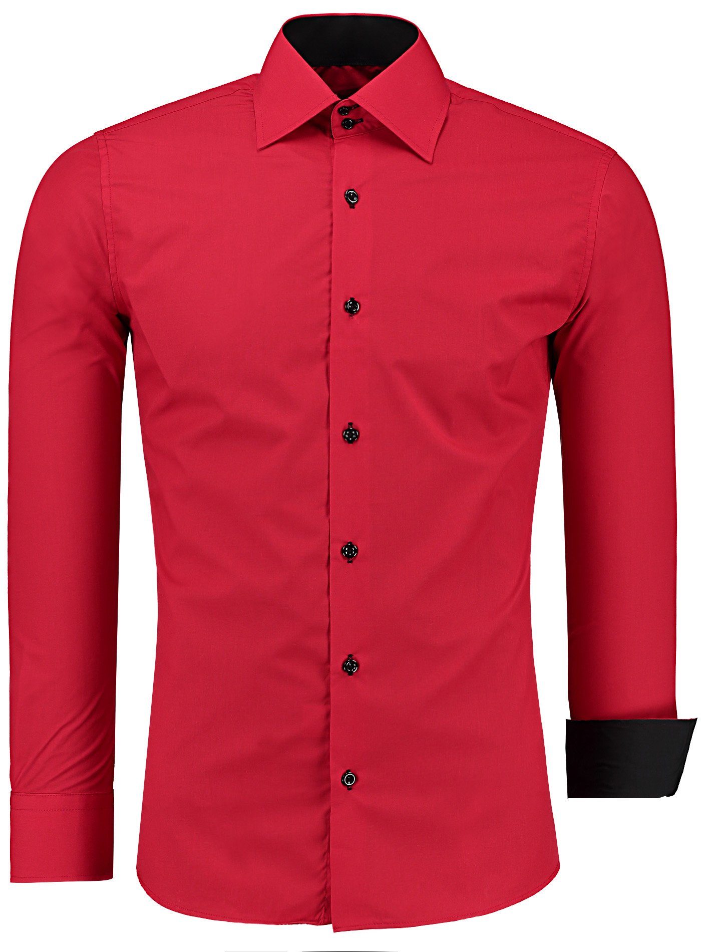 J'S FASHION Businesshemd JS12105 Slim Fit Langarm Herren Hemd mit farblich abgesetzten Elementen, Langarm Kentkragen Uni
