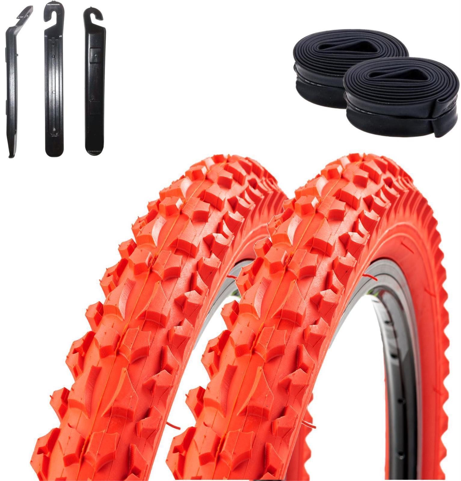 maxxi4you Fahrradreifen 2 x Roverstone 26 x 2,125 (57-559) Rot + 2 AV inkl. Reifenheber