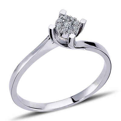 EinStein Diamant Diamantring Diamant Solitär Ring 0,30 Carat Effect Weißgold, Rubin, Diamantring, Damenring, Unbehandelter Diamant, Brillant-Schliff