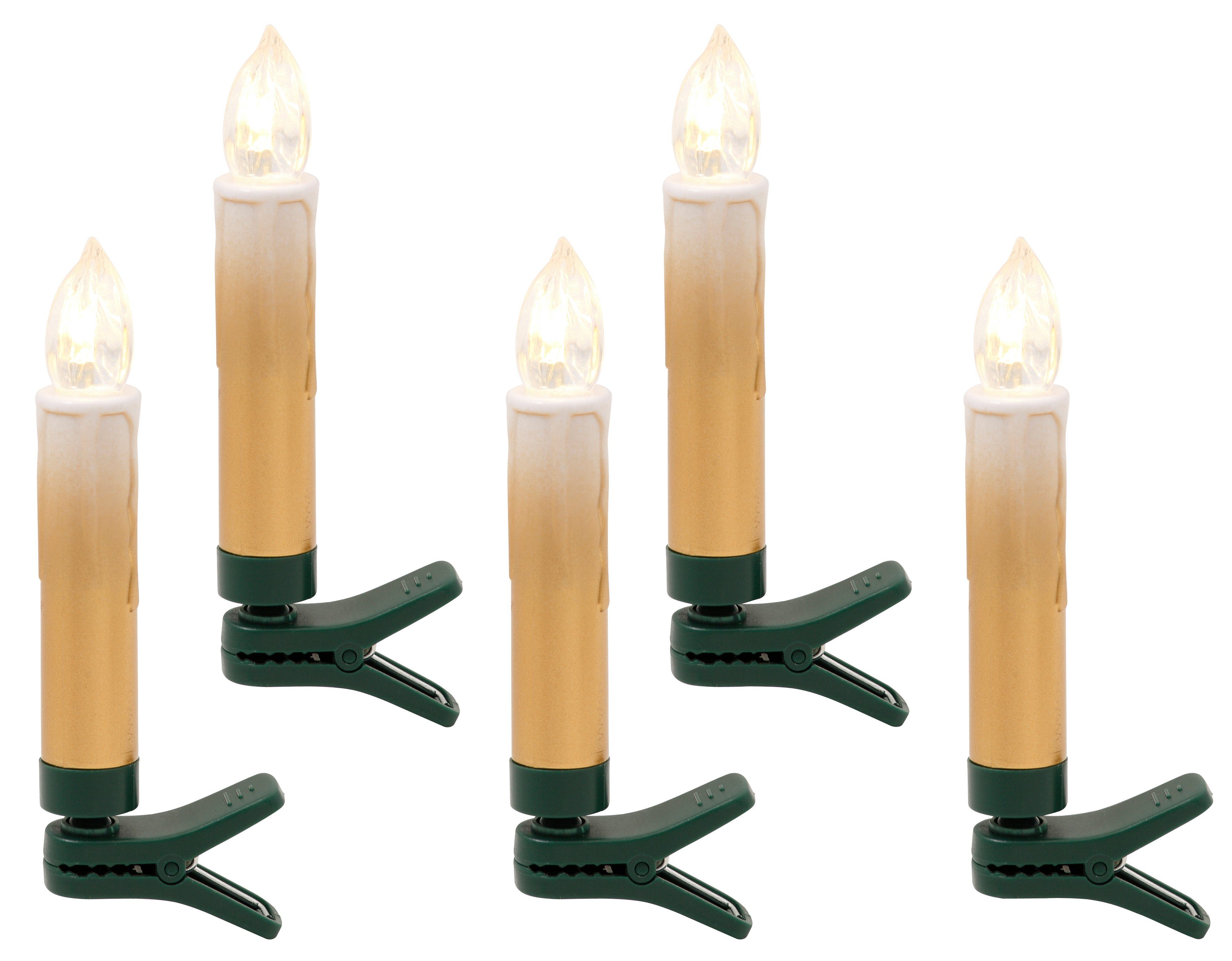 Farbverlauf, mit cm, Leonique kabellos Weihnachtsdeko, Ahmady, 25-flammig, LED-Christbaumkerzen ca. Kerzen 10,2 25 Höhe Christbaumschmuck