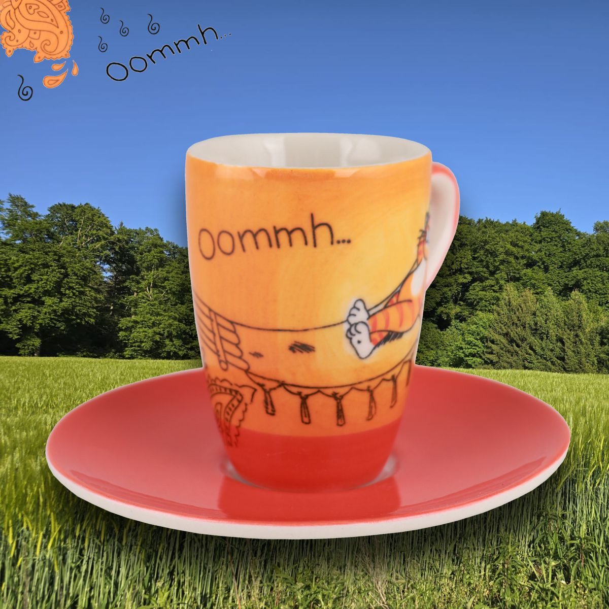 Mila Espressotasse Mila Keramik Espresso-Tasse mit Untere Oommh Katze Ruhepause, Keramik