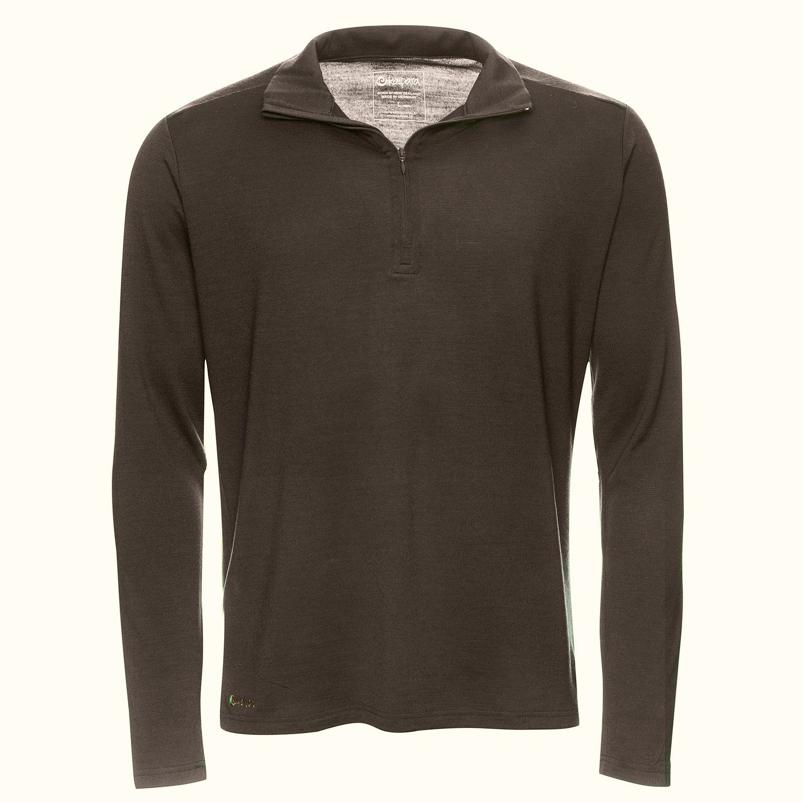 Kaipara - Merino Sportswear Langarmshirt Merino Zip-Neck Herren Regular 200 (1-tlg) aus reiner Merinowolle Made in Germany Olive