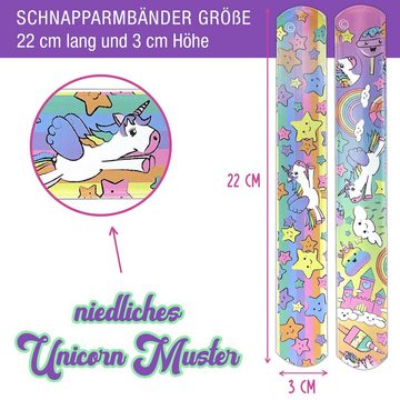 TOBJA Armband Set Einhorn Schnapparmband Sticker Set (Set), Knickarmbänder und Aufkleber Unicorn 10er Set