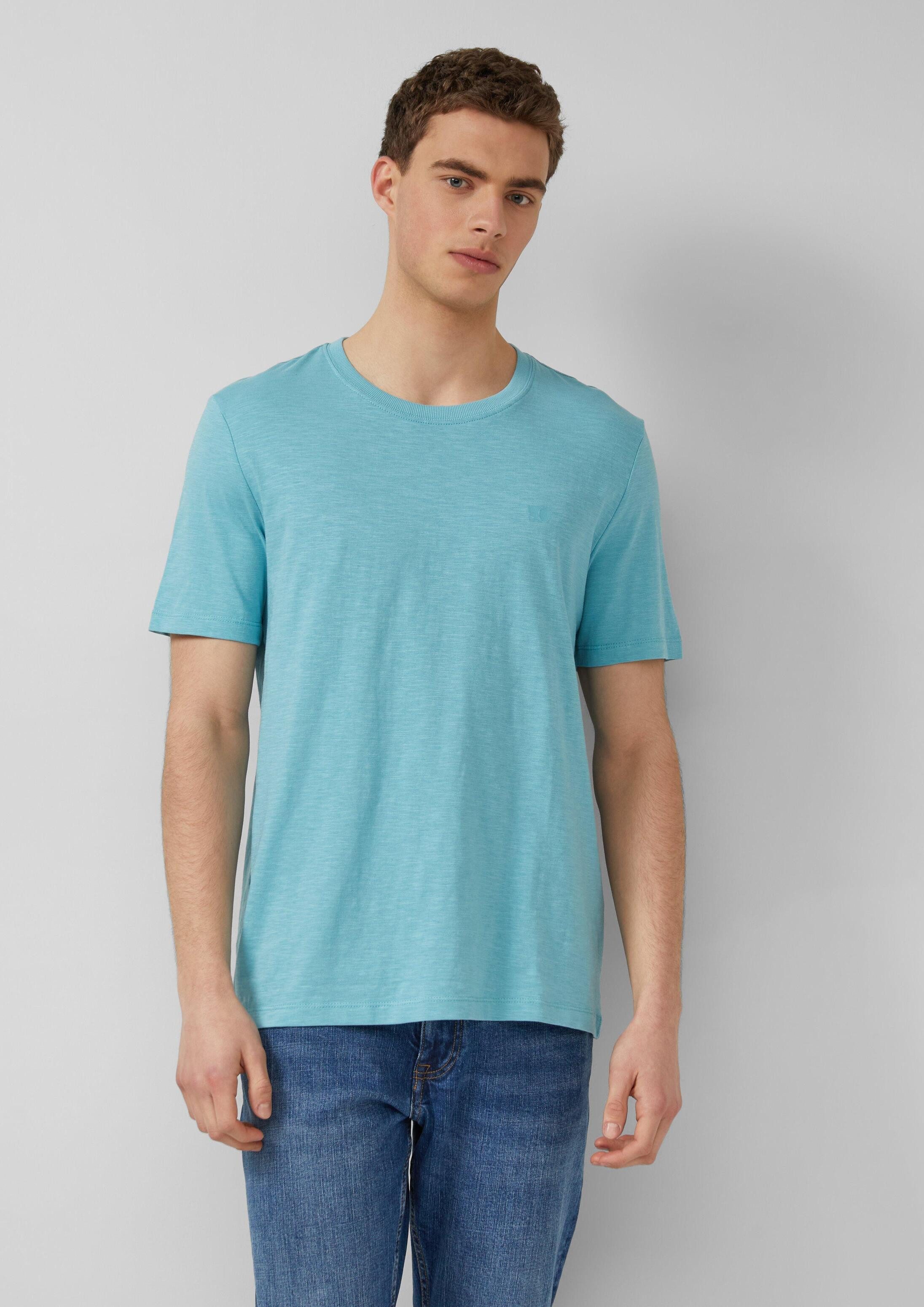 s.Oliver Kurzarmshirt T-Shirt T-Shirt in Flammgarnstruktur mit Logo-Detail