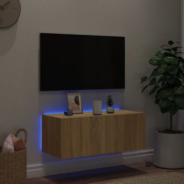 vidaXL TV-Schrank TV-Wandschrank mit LED-Leuchten Sonoma-Eiche 80x35x31 cm