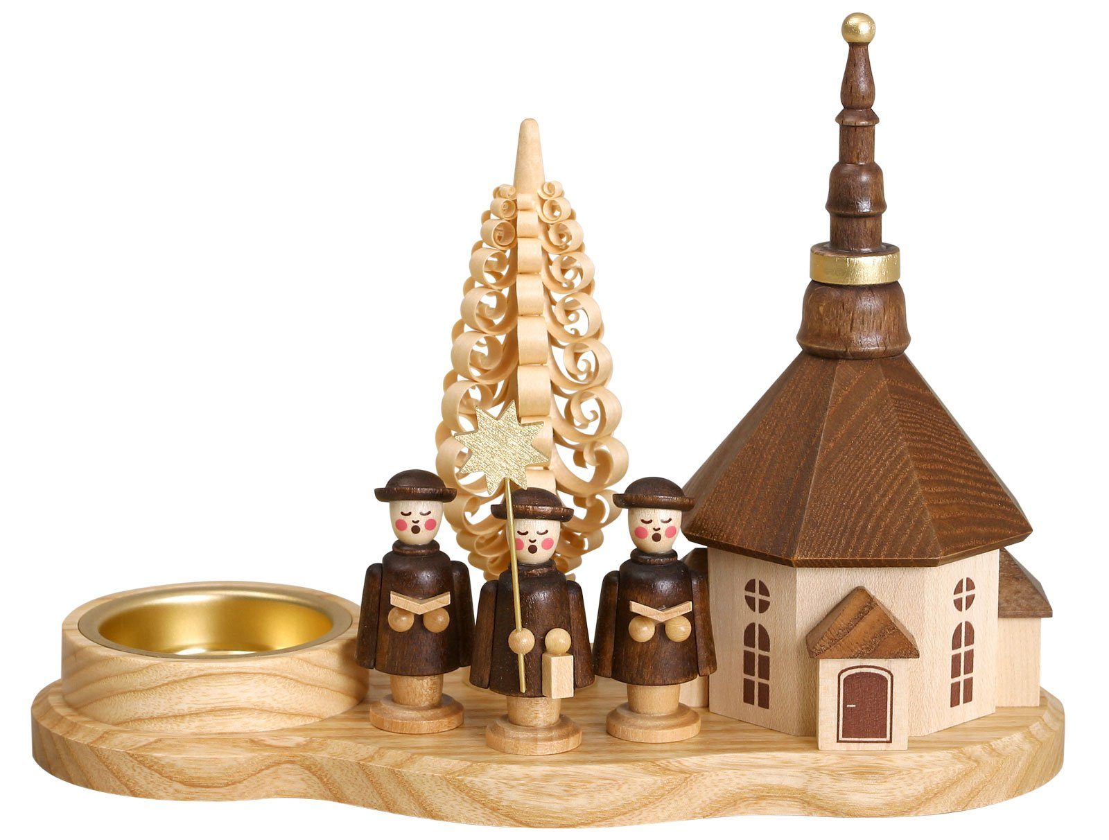 Volkskunstwerkstatt Unger Teelichthalter Kurrendebrettchen Seiffener Kirche günstig online kaufen