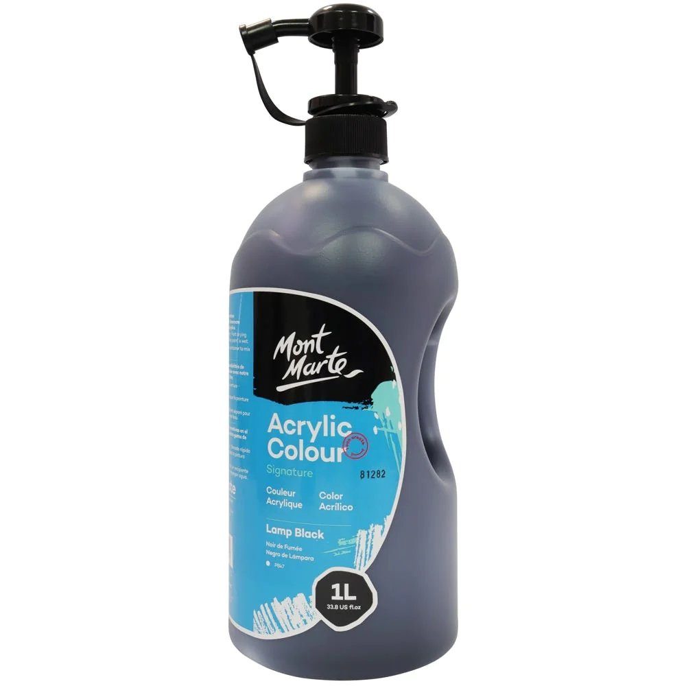 Mont Marte Acrylfarbe Signature Acrylfarbe - weiß oder schwarz - je 1000 ml, Brillante Lichtechte Farbe mit großer Deckkraft