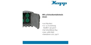 Kopp Gartensteckdose 4-Fach Energiestation Außen-Steckdose 1.5m Schutzkontakt 230V IP44, 4 Schutzkontakt-Steckdosen, mit Klappdeckel,dekorativer Energie-Verteiler,IP44 zertifiziert