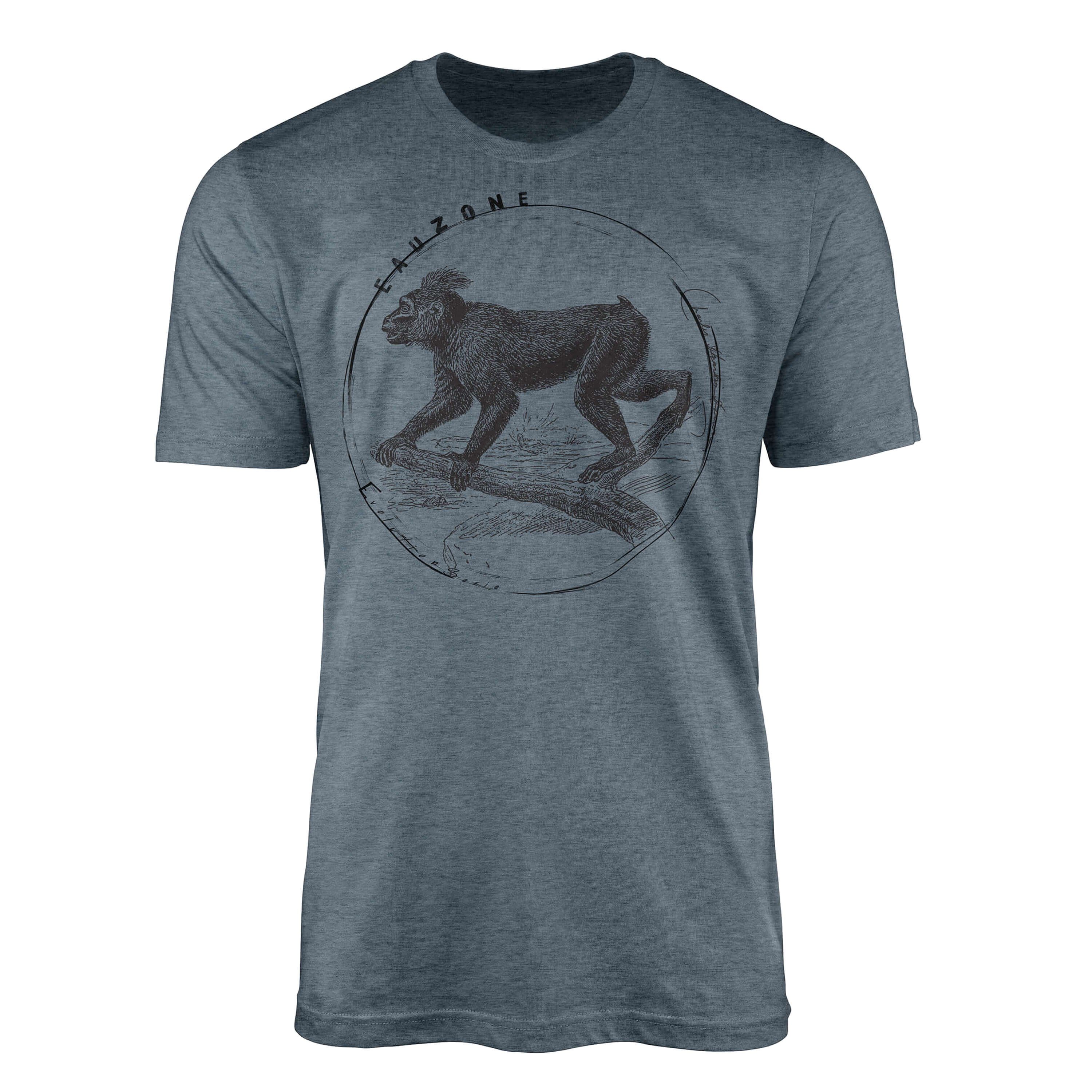 T-Shirt Indigo T-Shirt Makake Evolution Sinus Art Herren
