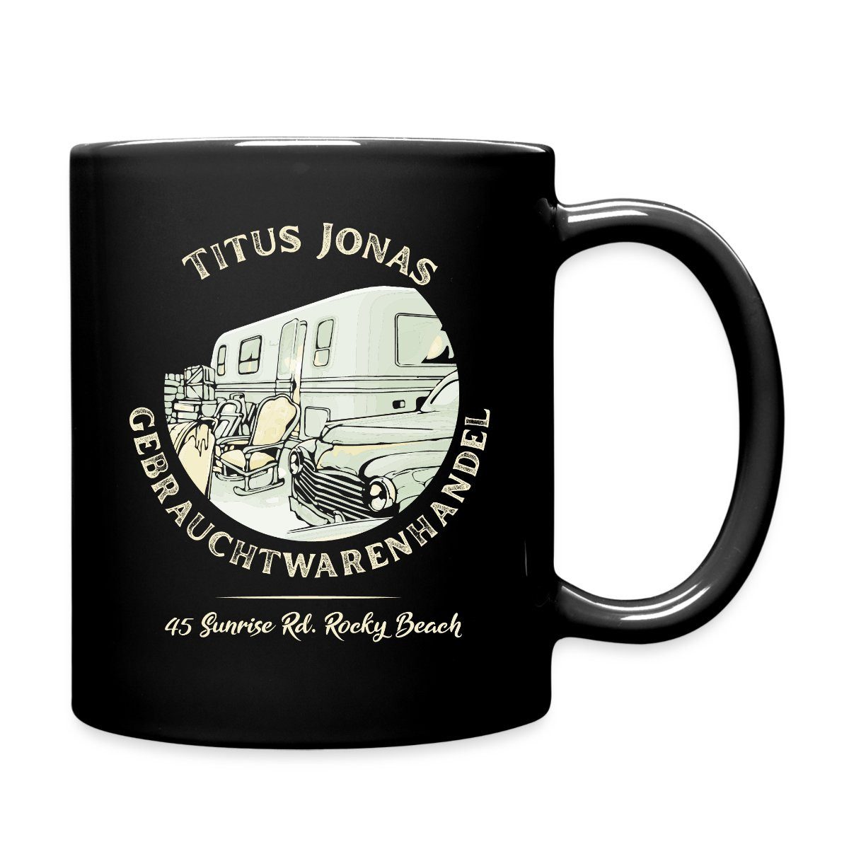 Spreadshirt Tasse Die Drei Fragezeichen Titus Jonas Gebrauchtwarenhandel Tasse Einfarbig, Keramik