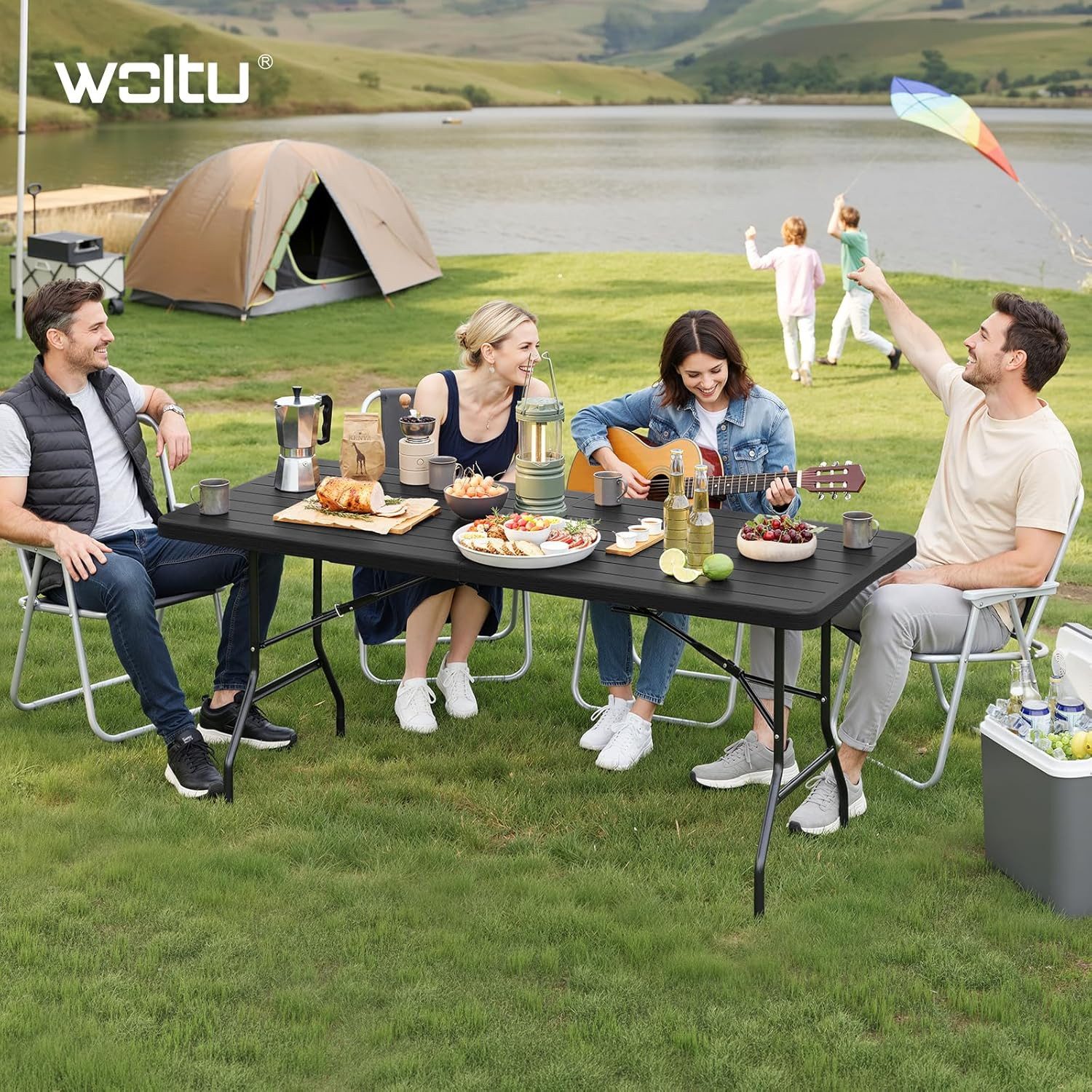Woltu Klapptisch (1-St), Gartentisch, Klappbar & Tragbar 180x74x74cm