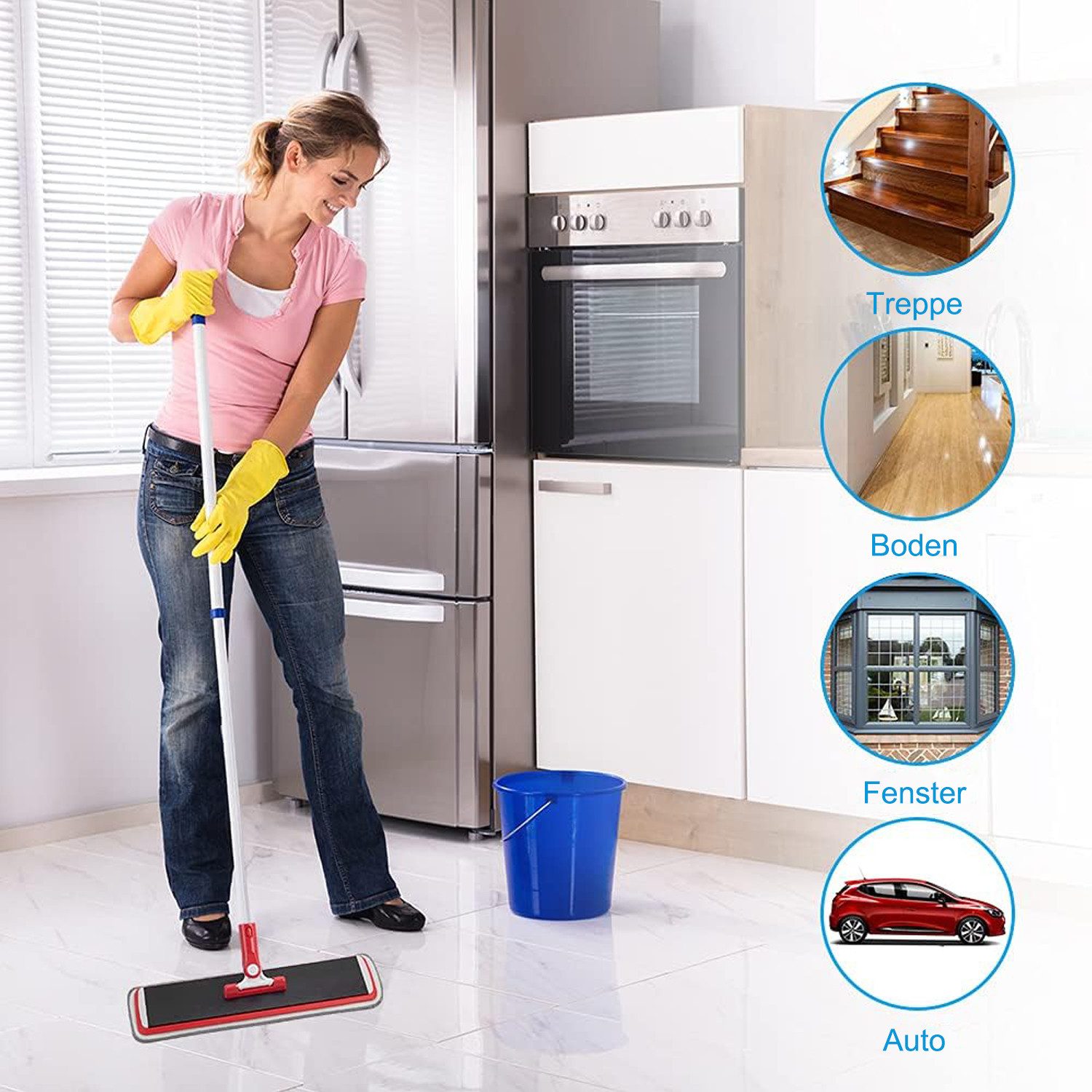 OKWISH 5 Stück Mopp Wischmopp Bezug Pads Bodenwischer Wischtuch Bodentücher Wischbezug (Microfaser, 42x14 cm, nur für Wischmopp mit Klettverschluss, Moppbezug Wischmopp-Bezüge Ersatzbezug Wischpad, für Mop Sprühwischer Wischmopps Bodenwischer Waschbar)