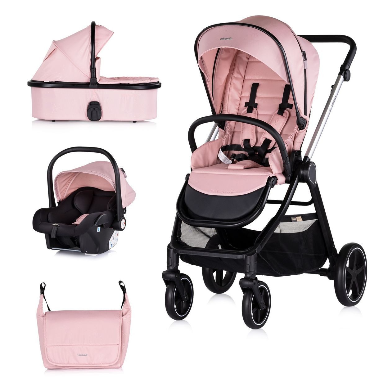 Chipolino Kombi-Kinderwagen Kombikinderwagen 3in1 Marbella, Fußabdeckung Einlage i-Size Babyschale