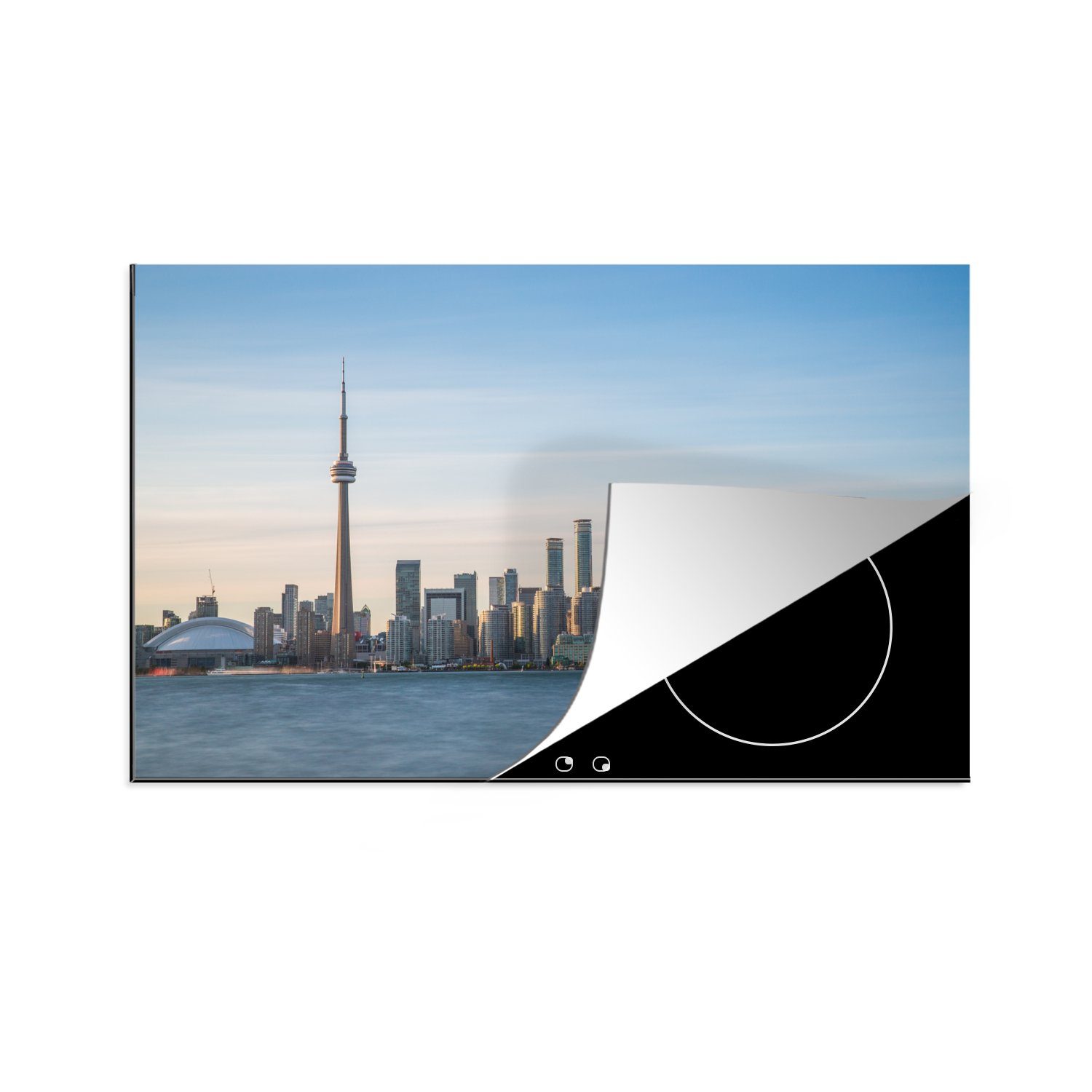 MuchoWow Herdblende-/Abdeckplatte Skyline von Toronto mit dem CN Tower in Kanada, Vinyl, (1 tlg), 83x51 cm, Ceranfeldabdeckung, Arbeitsplatte für küche