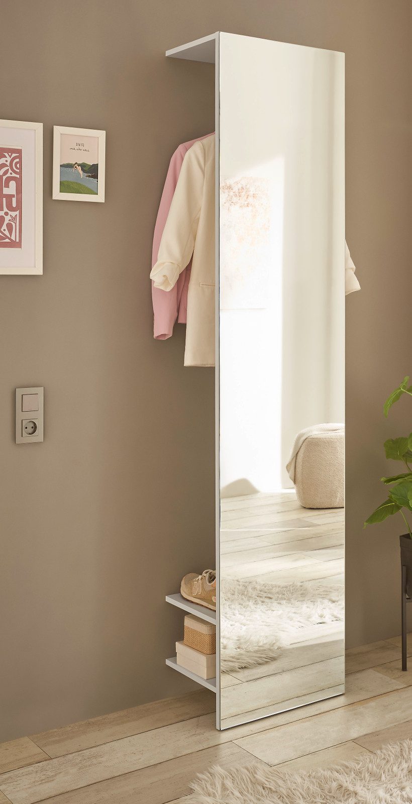 Furn.Design Kompaktgarderobe Center (Flurgarderobe in weiß matt, 50 x 200 c günstig online kaufen