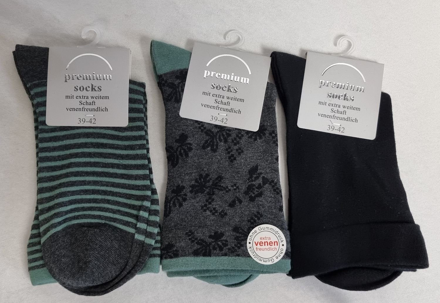 weitem Collection® Pack) Schaft,venenfreundlich, Damen Grün-Schwarz Pack 3er Toker 3er extra Gesundheitssocken Socken (Packung, atmungsaktiv mit