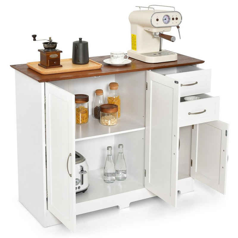 COSTWAY Küchenbuffet mit Arbeitsplatte, Schublade&Tür, Küchenschrank 100×40cm
