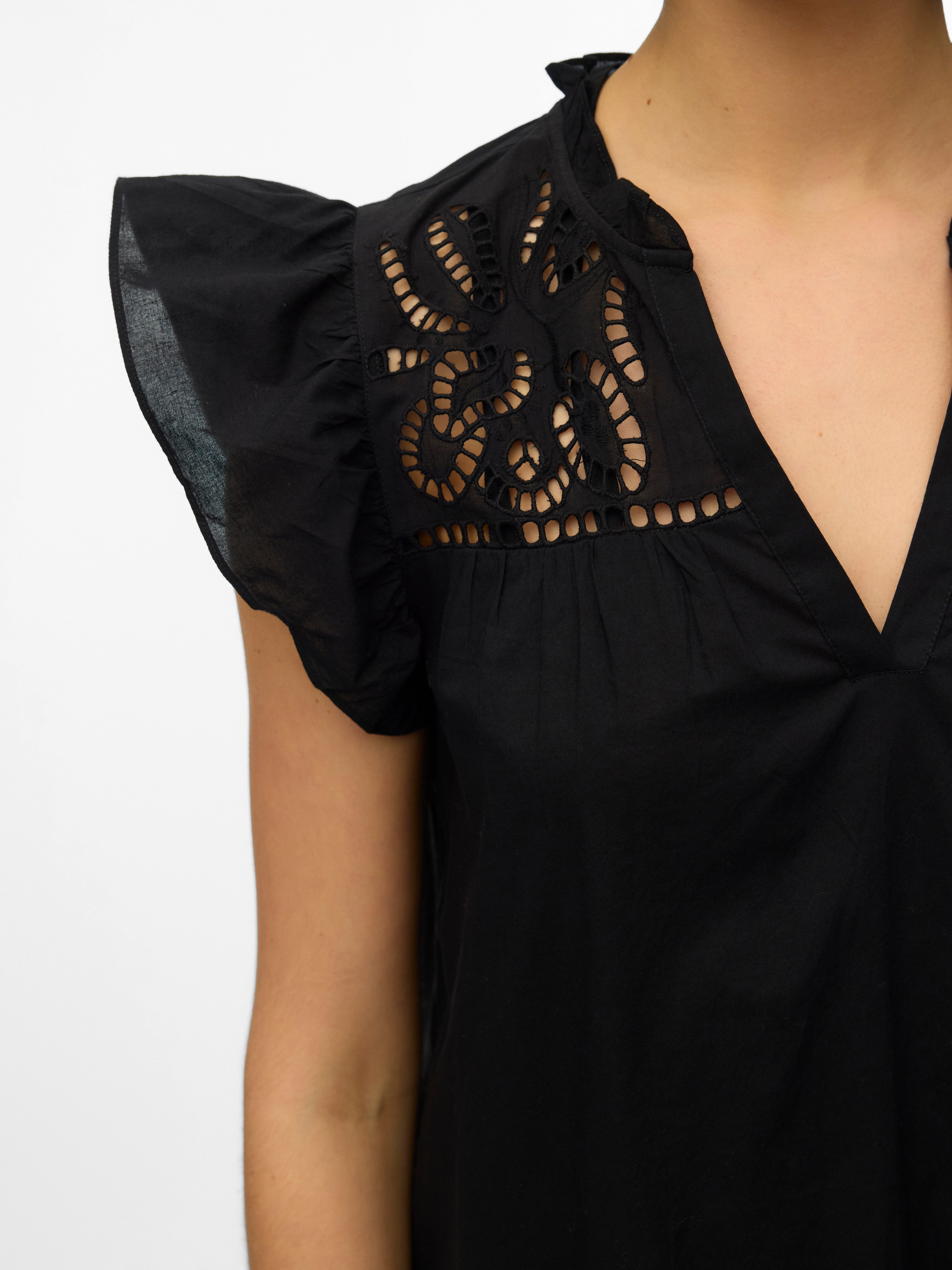 Vero Moda Minikleid VMLINE SS SHORT DRESS WVN NOOS Baumwolle