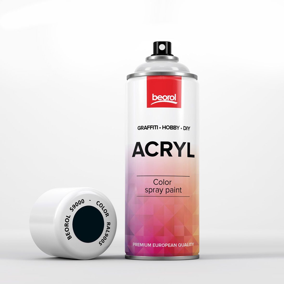 Acryllack 2x - BigDean Sprühfarbe Spraydose 400ml Schwarz, glänzend Sprühlack