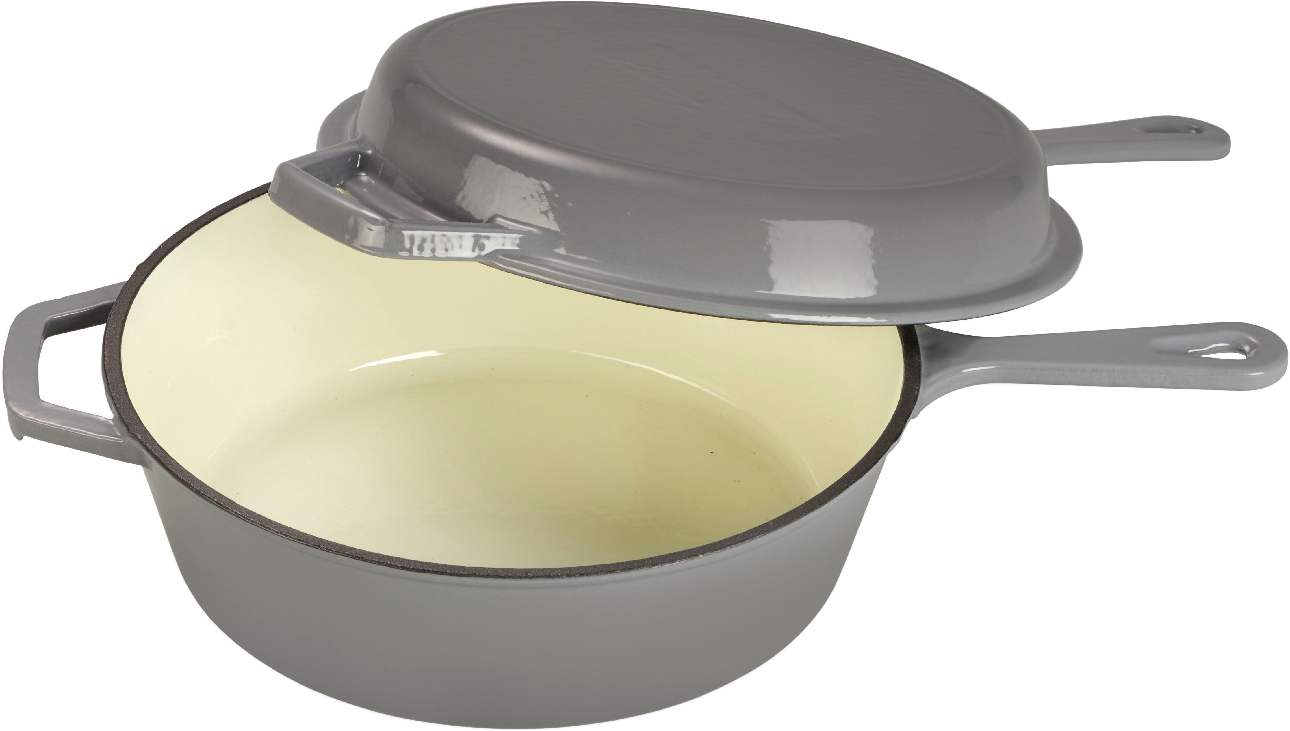 ECHTWERK Schmortopf 2 in 1 Set - Topf & Pfanne aus Gusseisen, Gusseisen (Set, 2-tlg), Mit allen Herdarten kompatibel, ergonomische Griffe