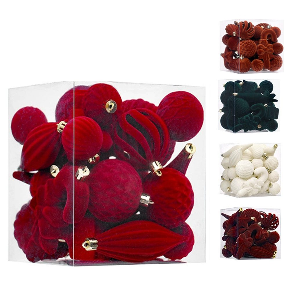 CLTYQ Weihnachtsbaumkugel 28er Set Samt-Weihnachtskugeln – Weihnachtsbaum Anhänger-Set, bruchsichere Dekorationskugeln für den Weihnachtsbaum