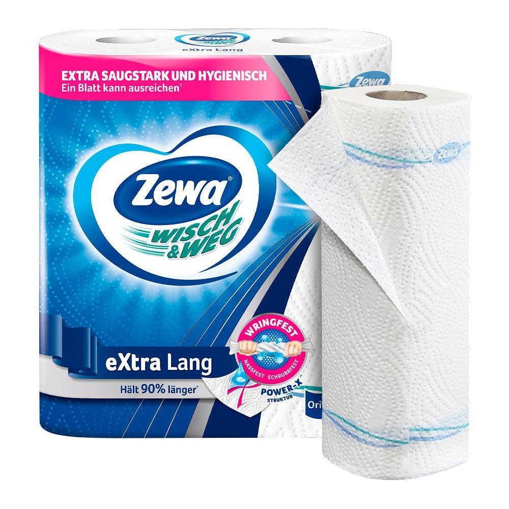 Zewa Rollen Original WISCH&WEG 43223 Küchenrollen ZEWA 2 eXtra Lang 2-lagig Druckerpapier