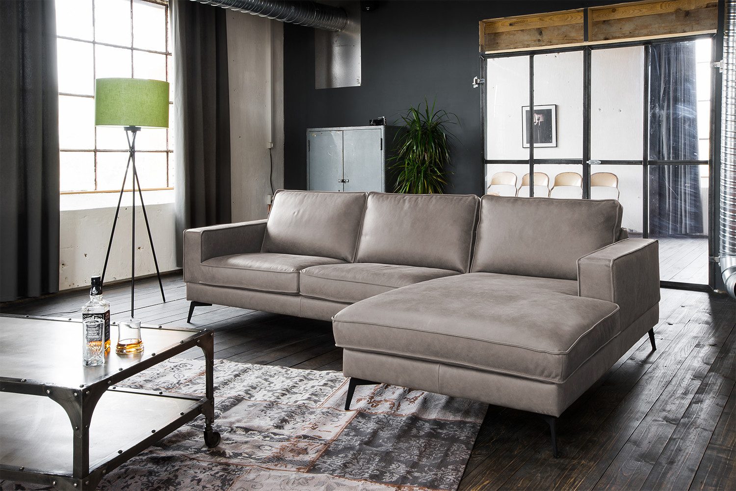 KAWOLA Ecksofa BLOOM, Couch L-Form rechts oder links Leder verschiedene Farben 276x177 cm