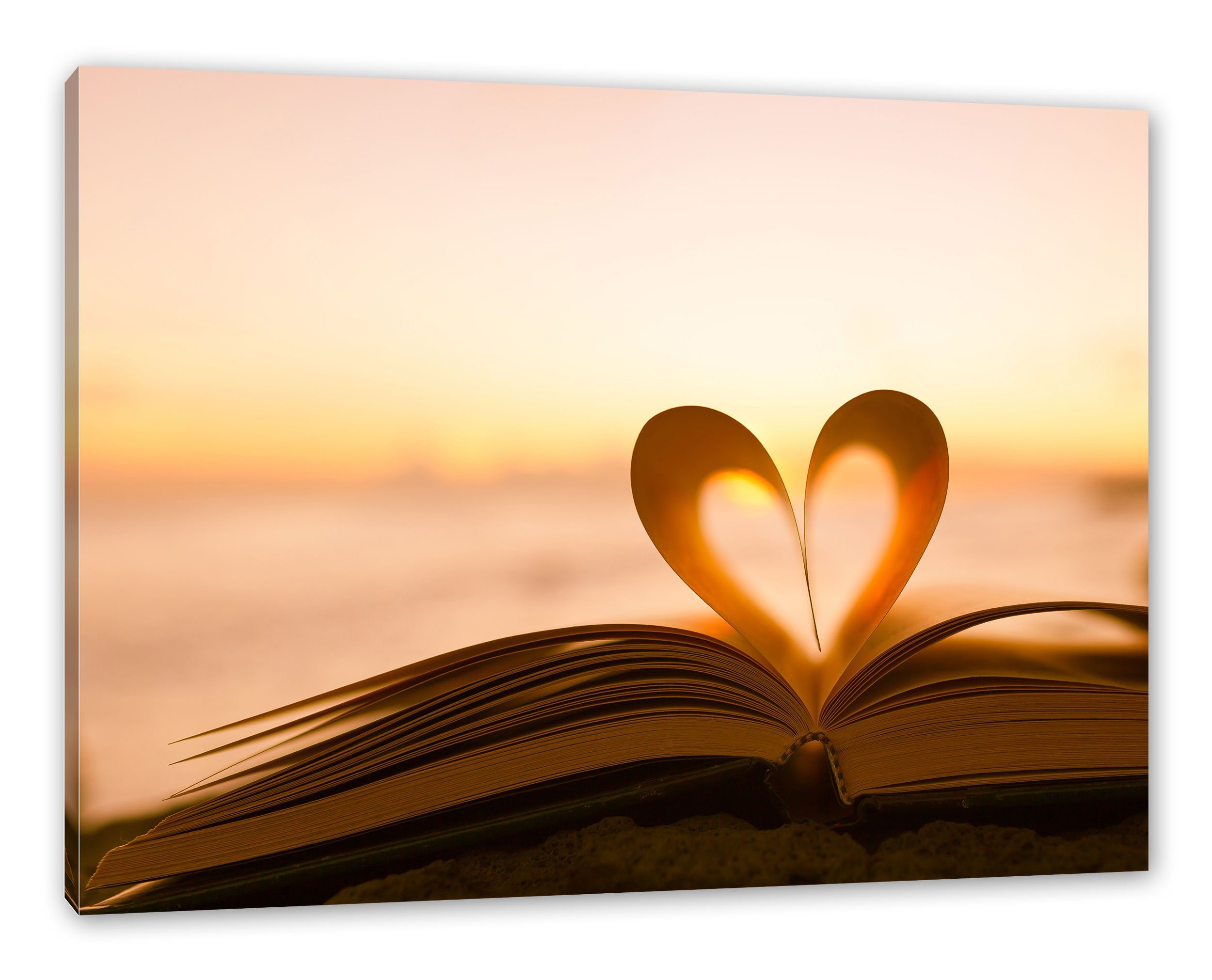 Pixxprint Leinwandbild »Das Herz aus einer Buchseite«, Wanddekoration ...