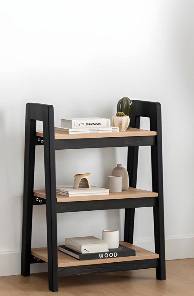 Xlmoebel Standregal Holz-Bücherregal in Schwarz-Beige für Kinderzimmer, Standregal, Hergestellt in Europa