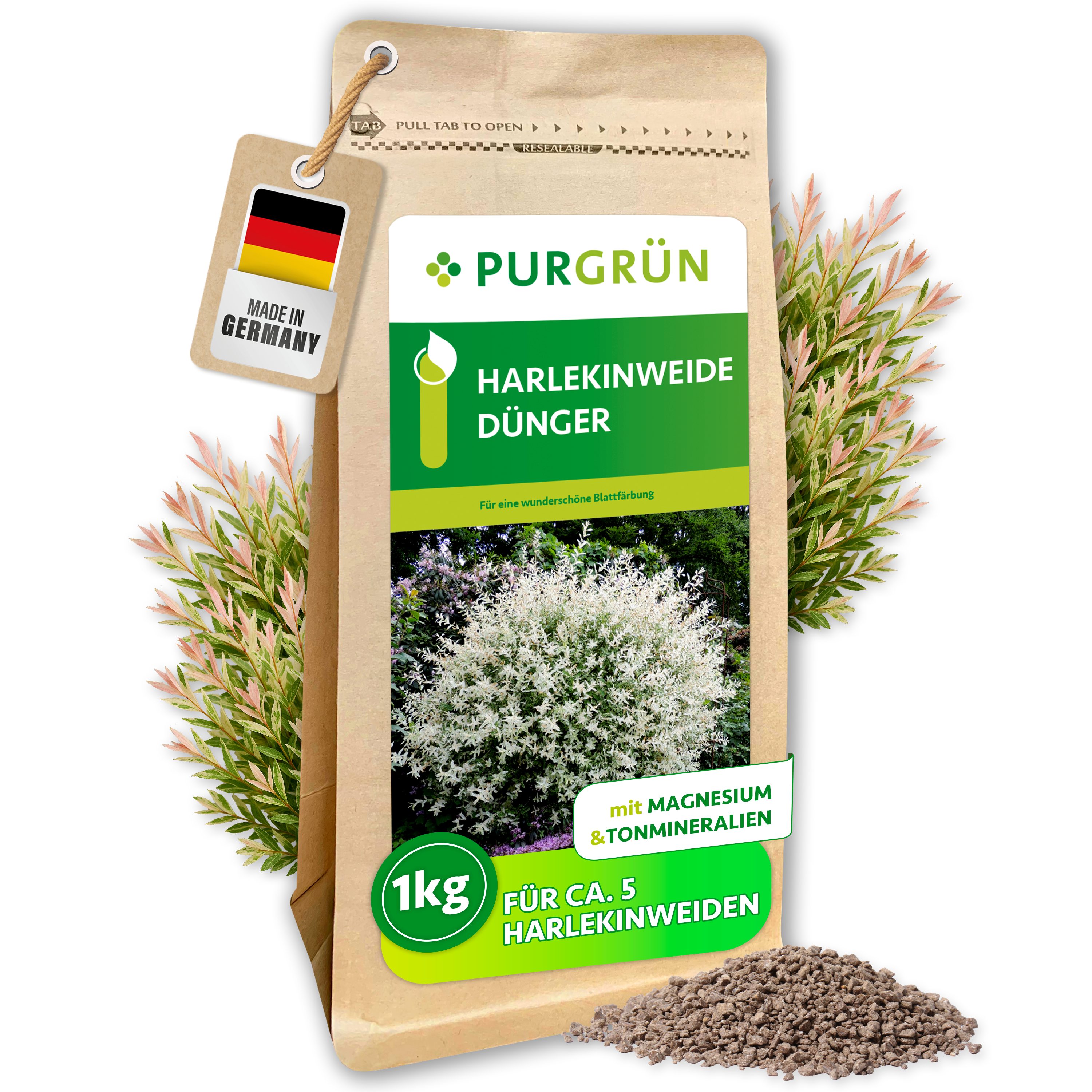 Purgrün Gartendünger Harlekinweide Dünger, NPK 5+4+6, Magnesium, 1 kg, Granulat, 1-St., 1 kg