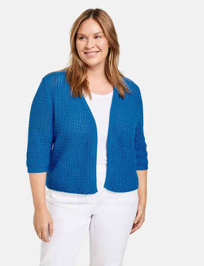 Samoon Cardigan 3/4 Arm Strickjacke aus Lochstrick