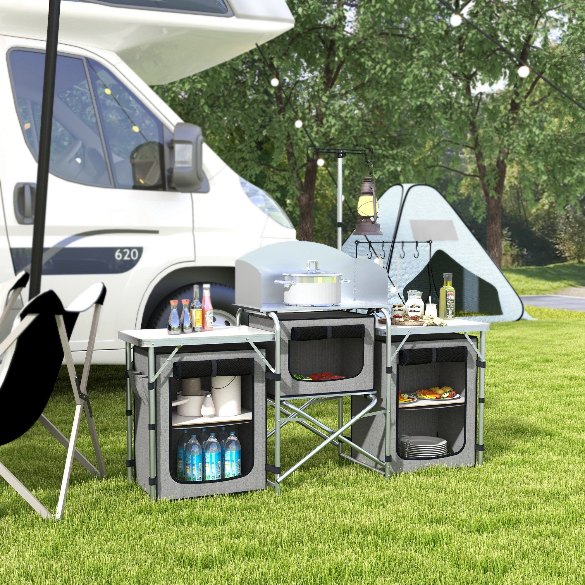 Outsunny Campingtisch klappbar, UV-Schutz, mit 3 günstig online kaufen
