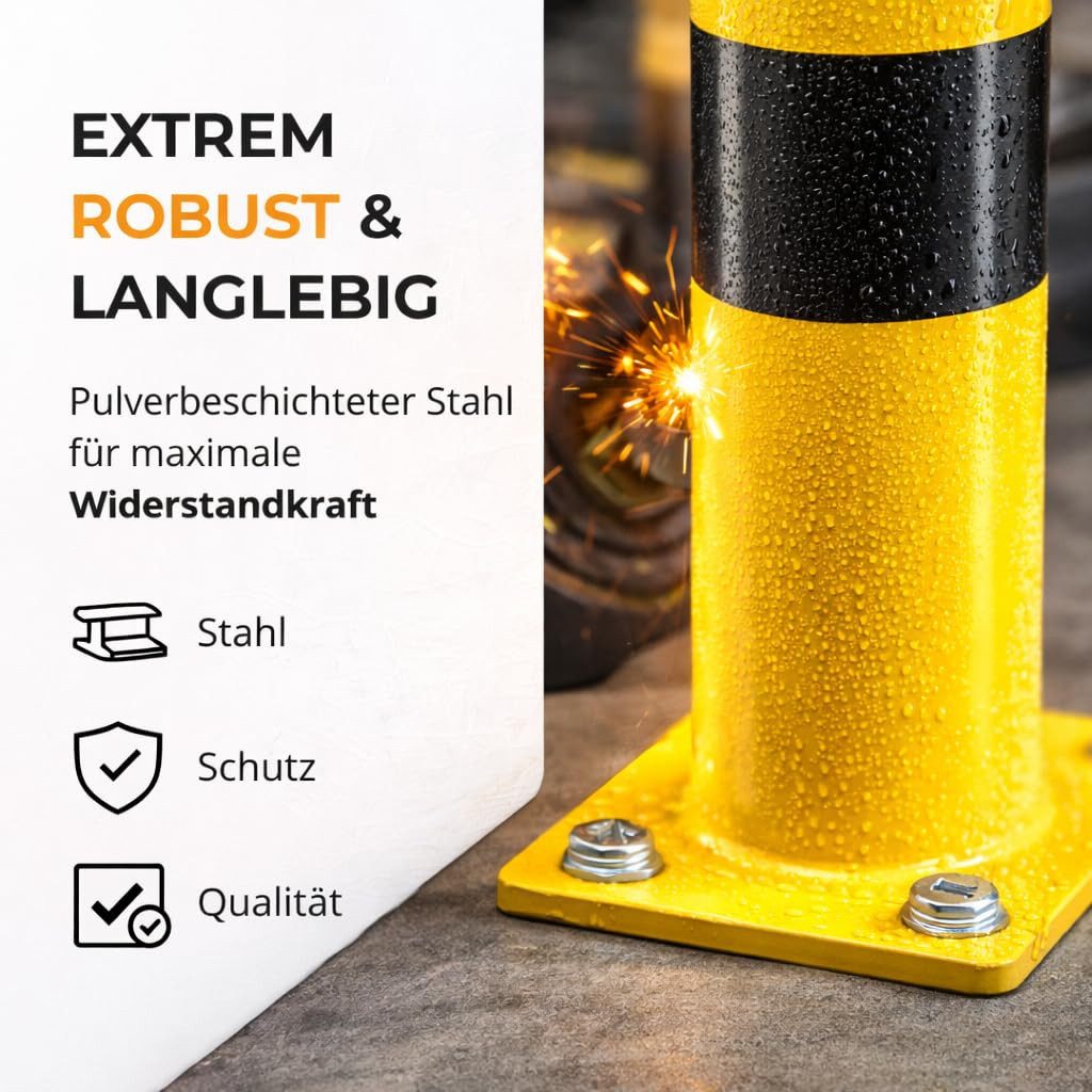 toolmate® Schutzpolster Poller 100 cm Stahl – Rammschutz für Lager, Regale & Einfahrt (1 St)