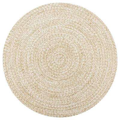 Teppich »Teppich Handgefertigt Jute Weiß und Natur 90 cm«, vidaXL, Runde