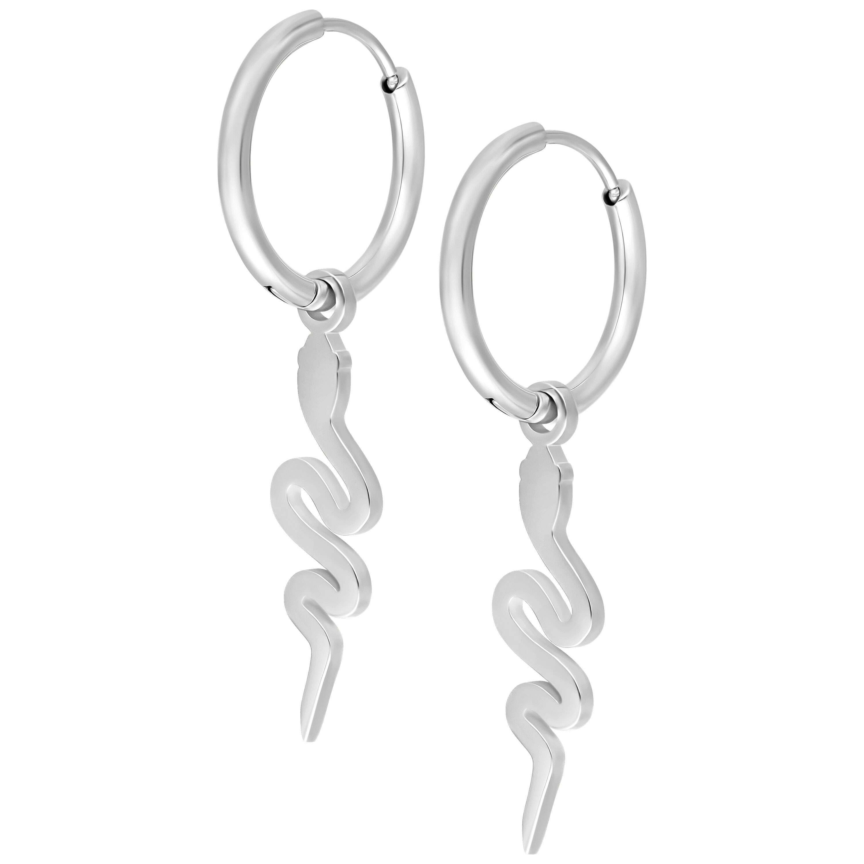 Paar Ohrhänger Little Snake Hoops - Silber