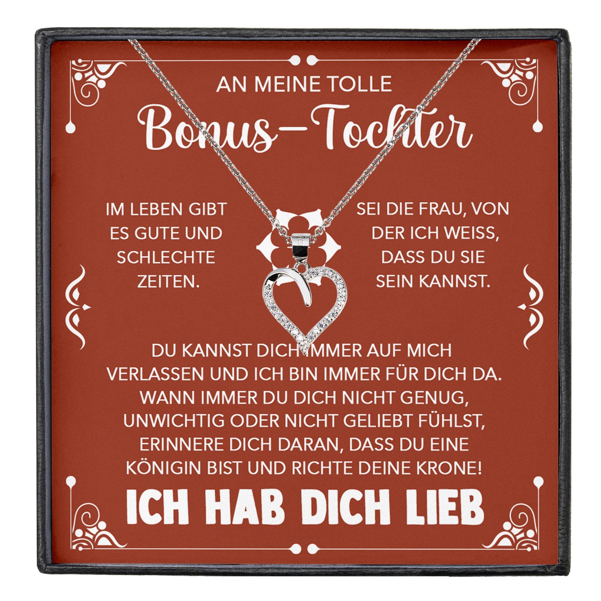Schmuckset Stieftochter Geschenk Bonus-Tochter Mädchen Herz Halskette Frauen
