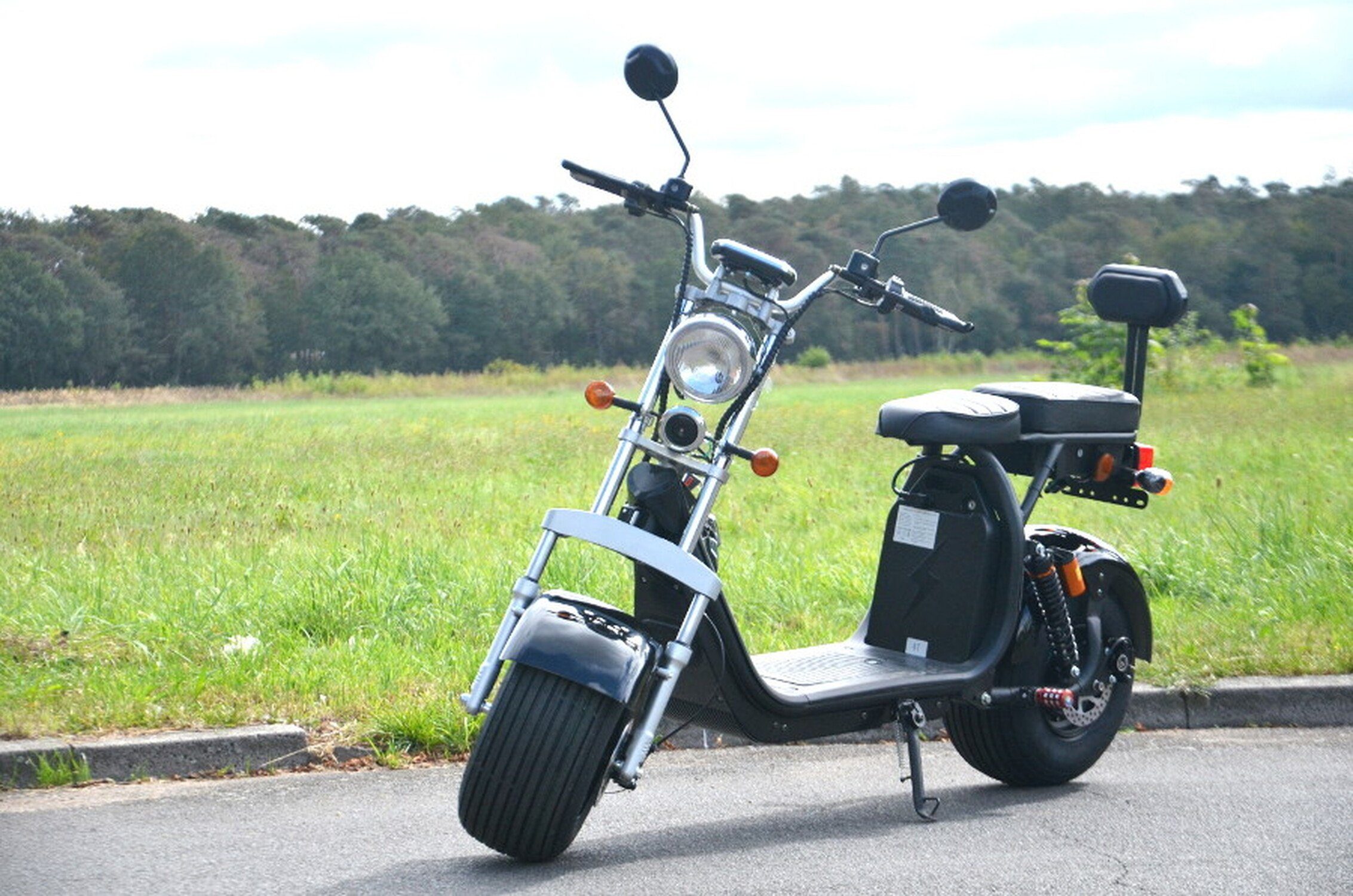 TPFLiving E-Scooter Coco Bike Fat - Elektroroller -Akku: 1 x 60 Volt/12Ah,  50 km/h, Roller elektro ab 14 Jahren mit Scheibenbremsen - Farbe: schwarz