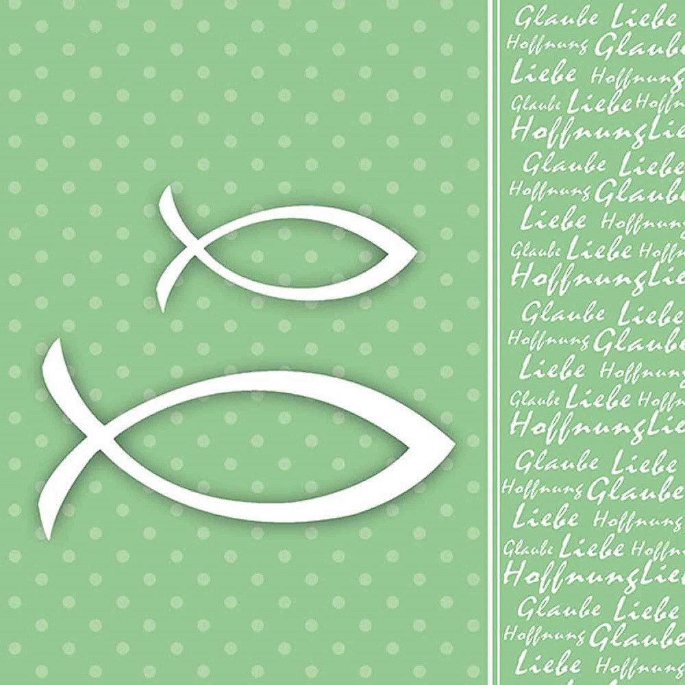 Ambiente Luxury Paper Products Papierserviette Kommunion / Taufe / Hochzeit ca.33 Serviette, Glaube Fisch, (40 St), Konfirmation, Christlichefeiern Tischdeko