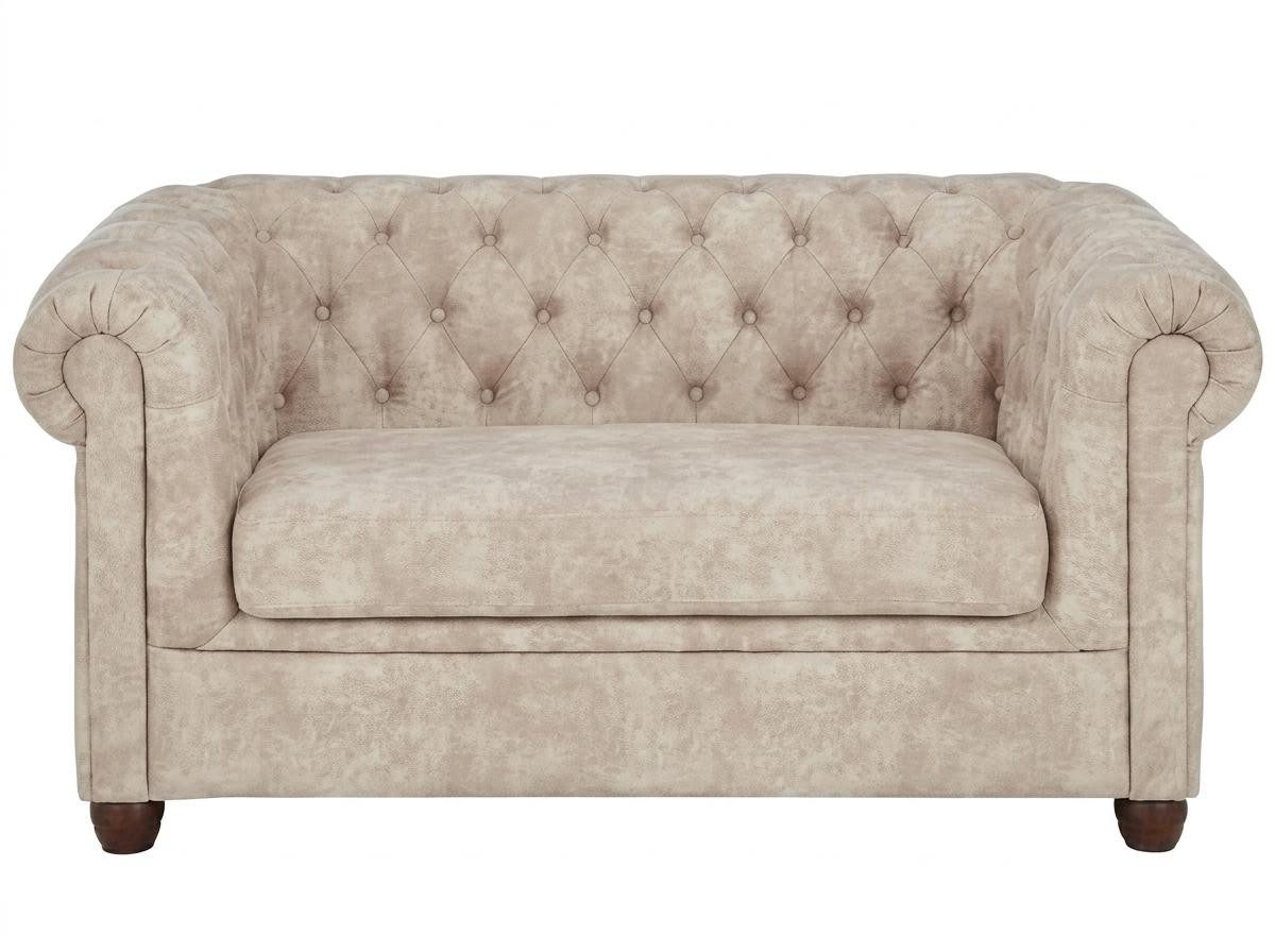 JVmoebel Chesterfield-Sessel Beiges 2,5-Sitzer Chesterfield Sofa aus Stoff klassisch gesteppt (1-St), Made in Europa