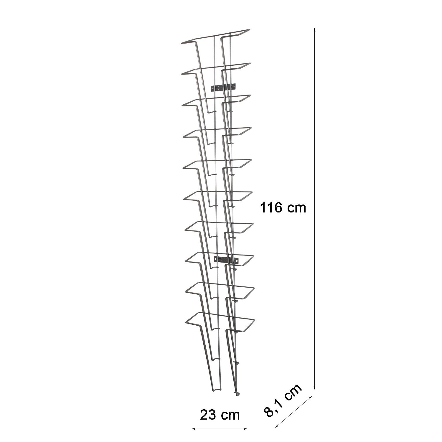 ogoPLUS Zeitungsständer 10 Fach DIN A4 Hochformat Metall Wandprospekthalter