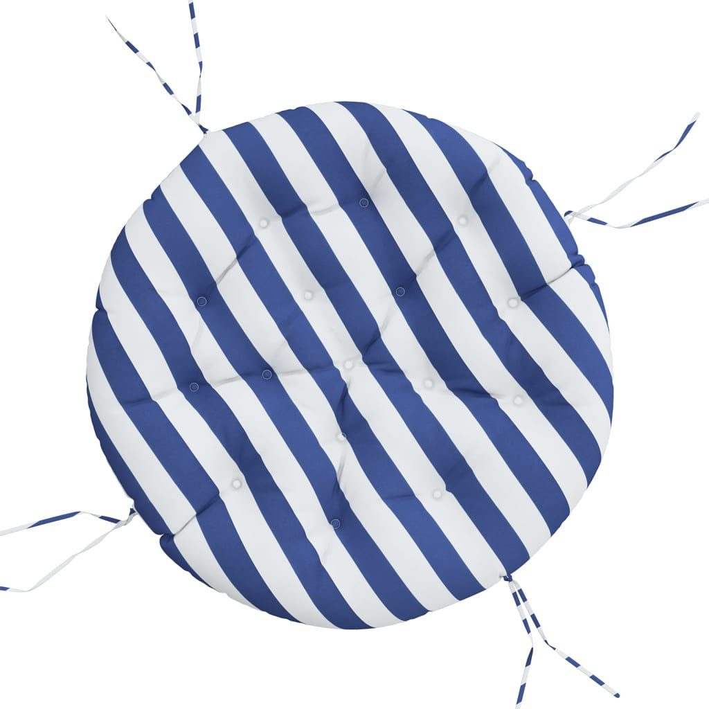 Sitzauflage Kissen Rund Blau & Weiß Gestreift Ø 100x11 cm Oxford-Gewebe