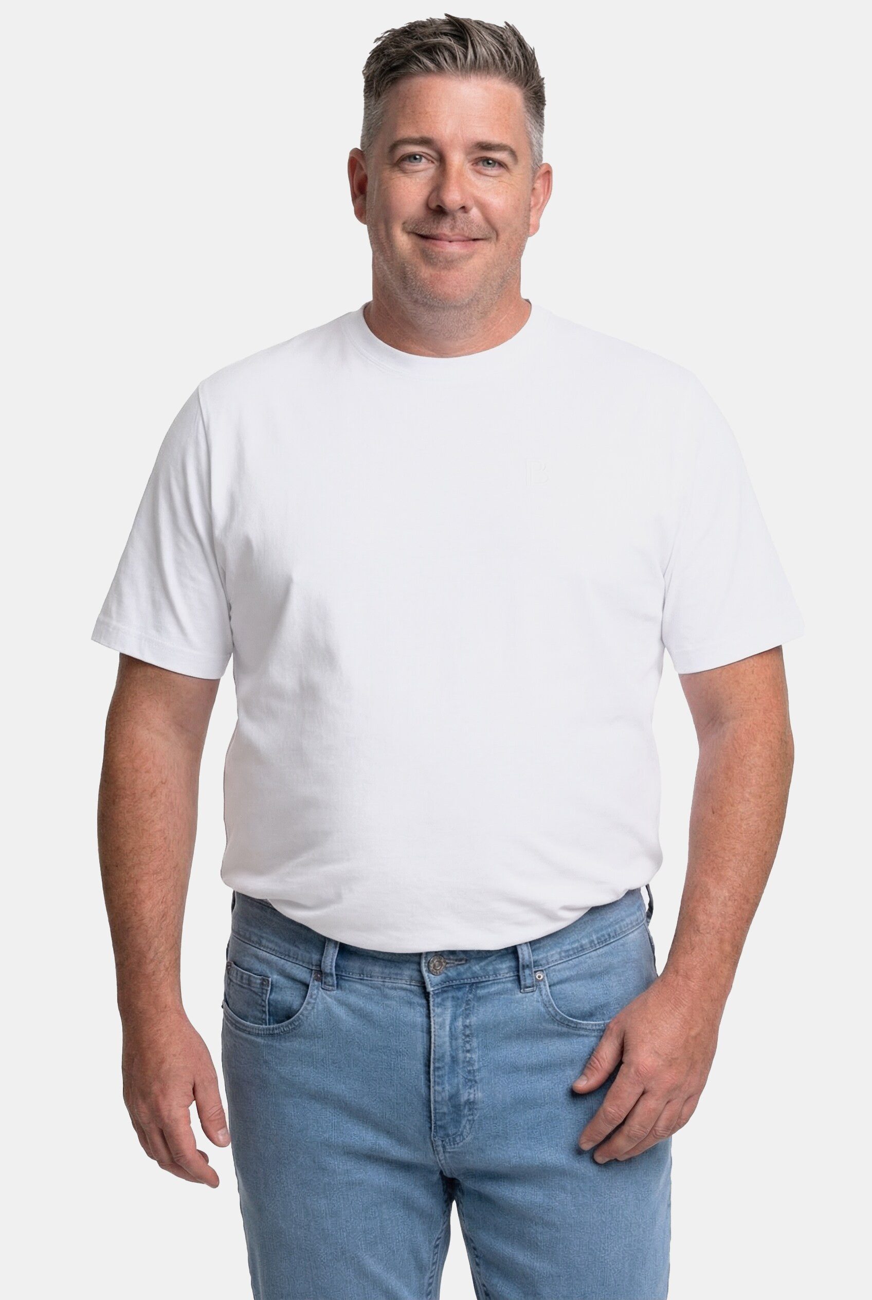 Boston Park T-Shirt T-Shirt Brustprint Halbarm Rundhals