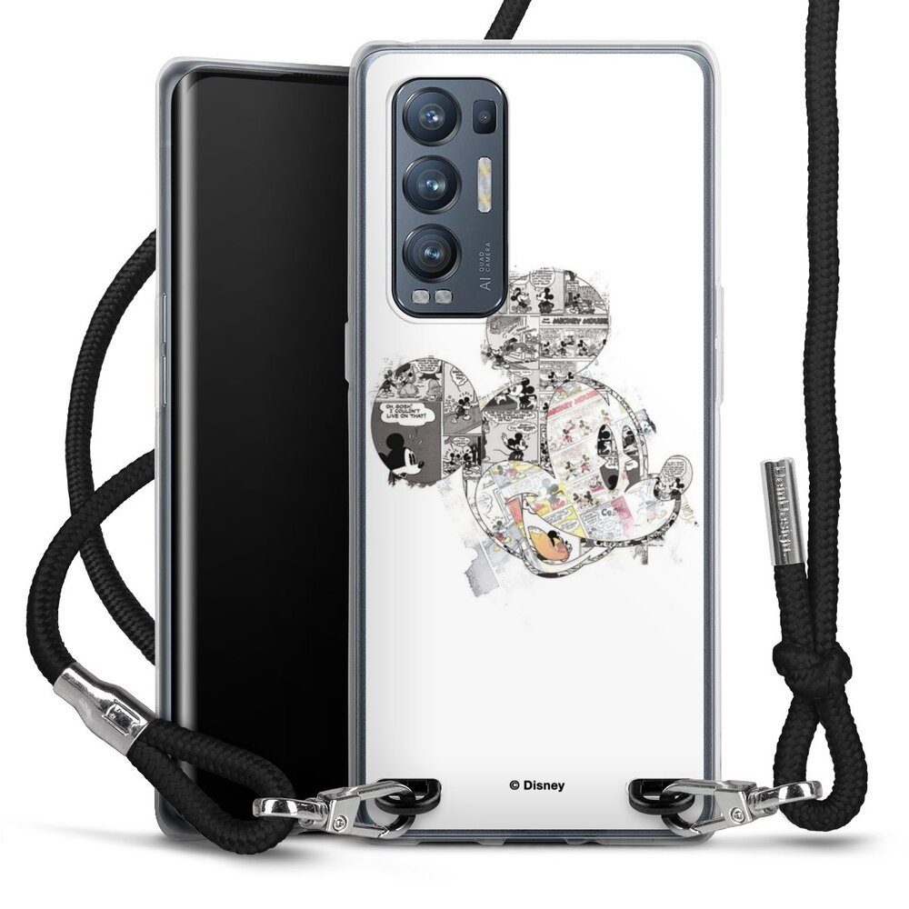 DeinDesign Handyhülle Mickey Mouse Offizielles Lizenzprodukt Disney Mickey Mouse - Collage, Oppo Find X3 Neo Handykette Hülle mit Band Case zum Umhängen