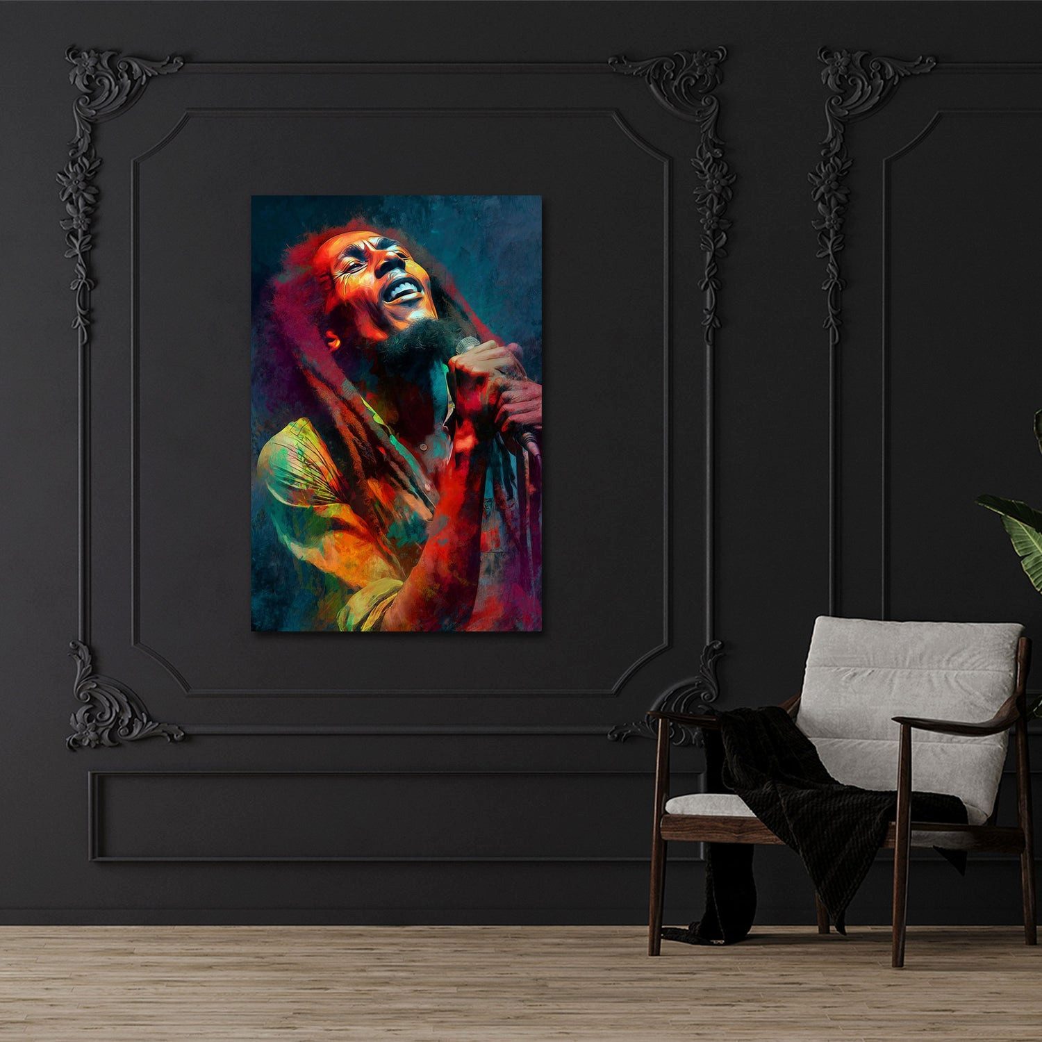 Artedinoi Leinwandbild Musiker mit Mikrofon Dreadlocks Wandbild Leinwandbild Kunstdruck XL De, Musiker mit Mikrofon und Dreadlocks