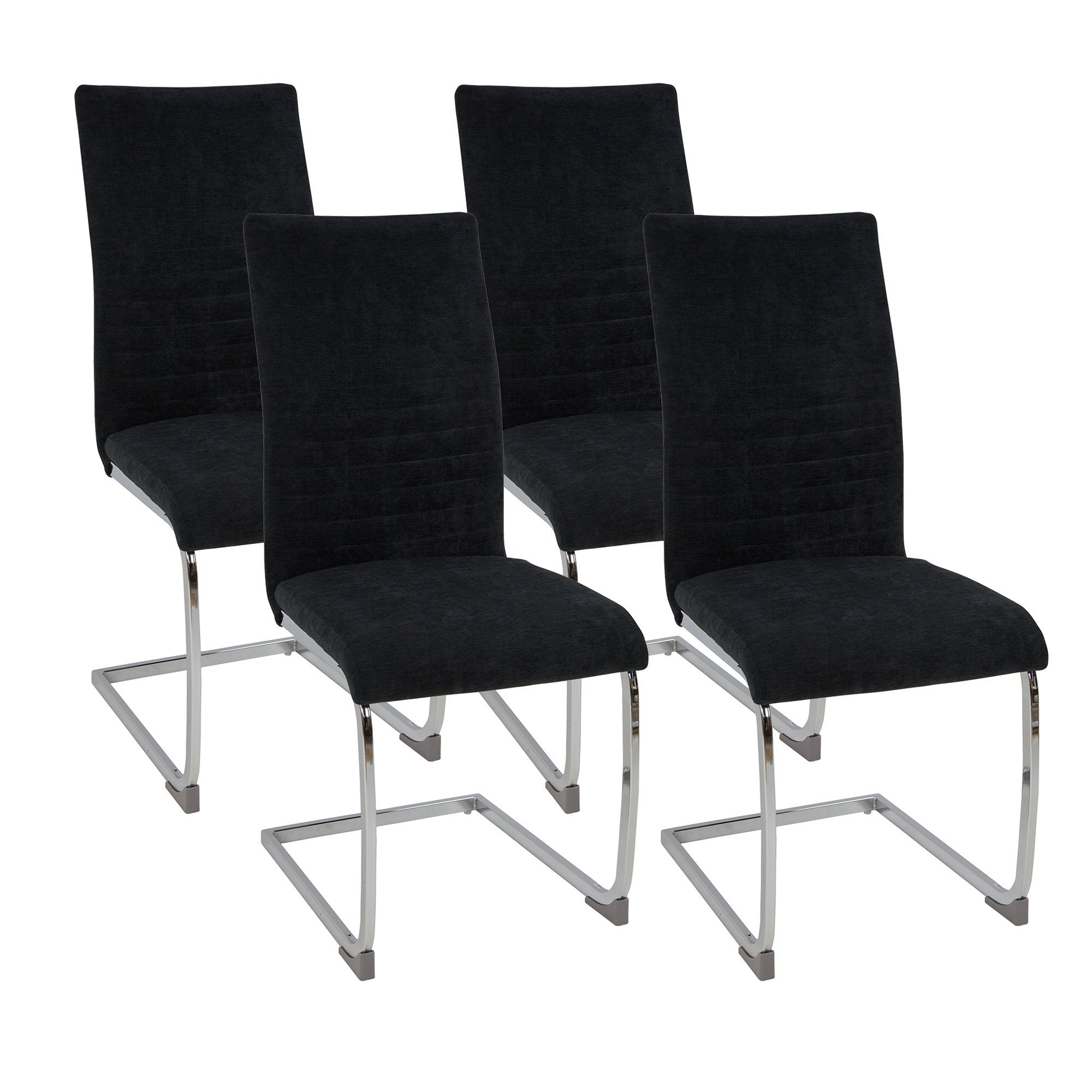 Freischwinger Freischwinger LUGANO 4er Set Schwarz Modernes Design Stoff